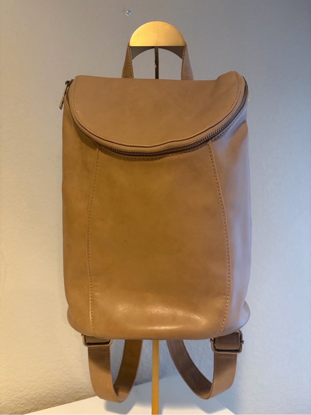 Tan Leather Backpack Purse Minimalist Small Travel Everyday Bag Joy Susan